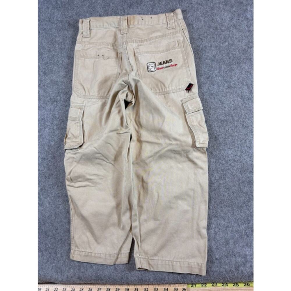 Vintage Y2K Fubu Jeans Baggy Cargo Pants Youth 7x Khaki Utility Skate Streetwear